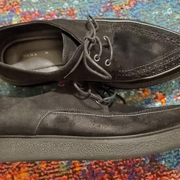 Zara men\'s black suede dress shoes EU size 44 (US size 11) Made in PORTUGAL!